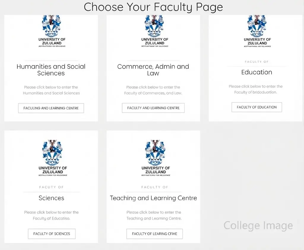 Choose your faculty page on UNIZULU Moodle
