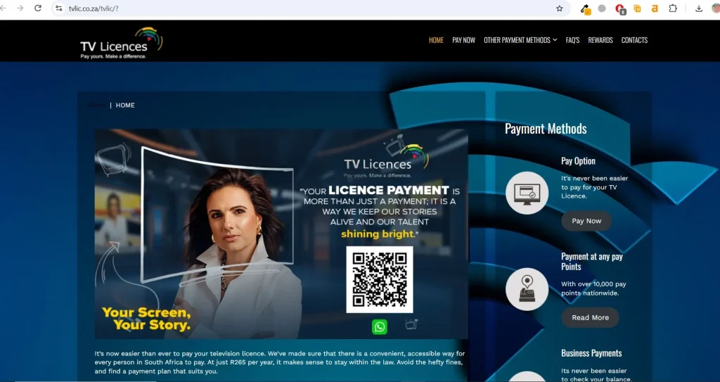 Open the official SABC TV Licence website in South Africa